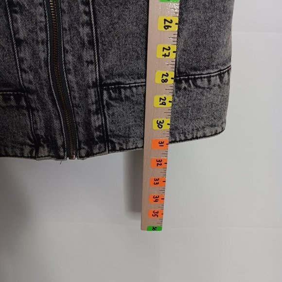 Free People Johnny Black Denim Mini Dress Acid Wash Fitted size 2 - Picture 3 of 12